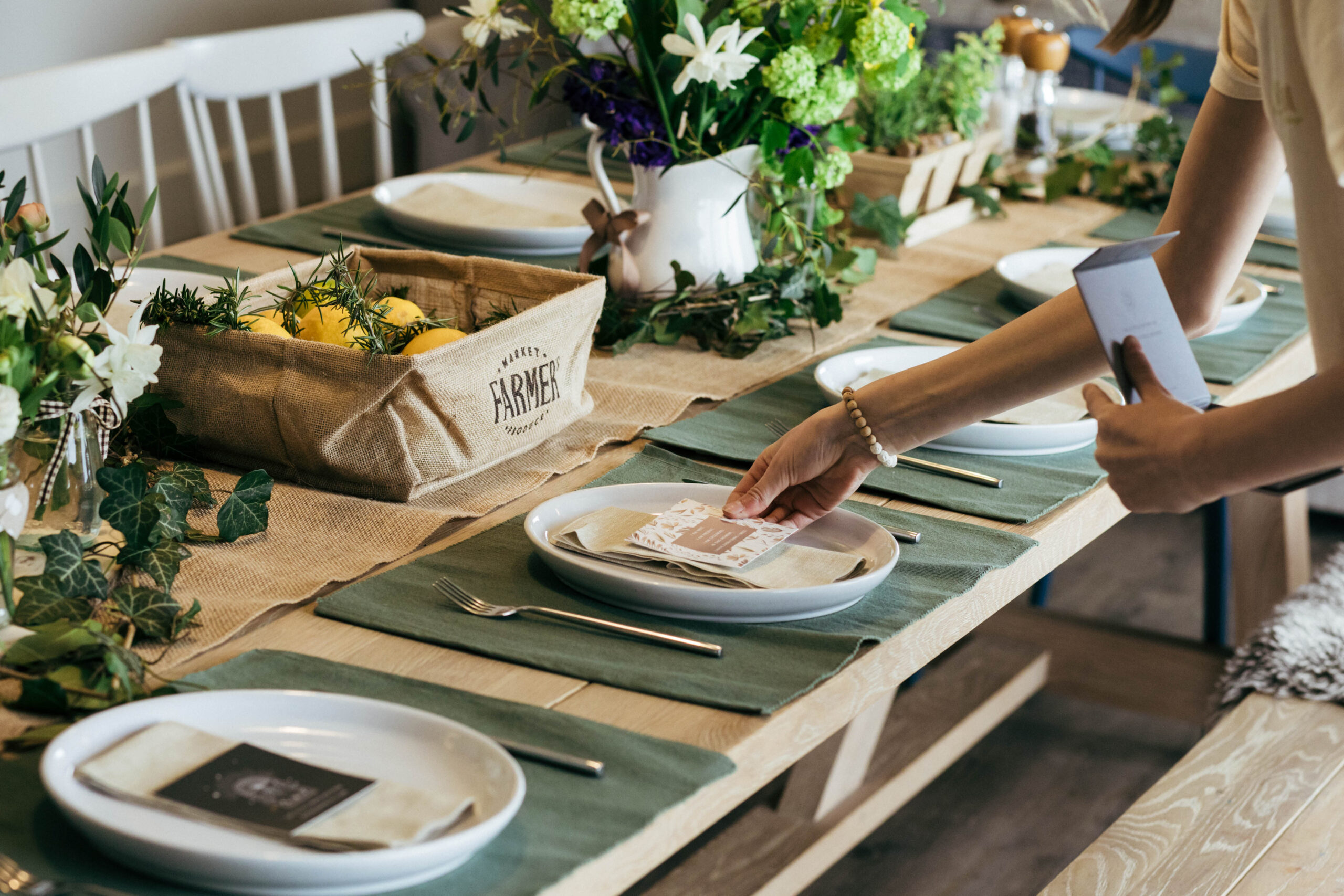 Laying table for breakfast